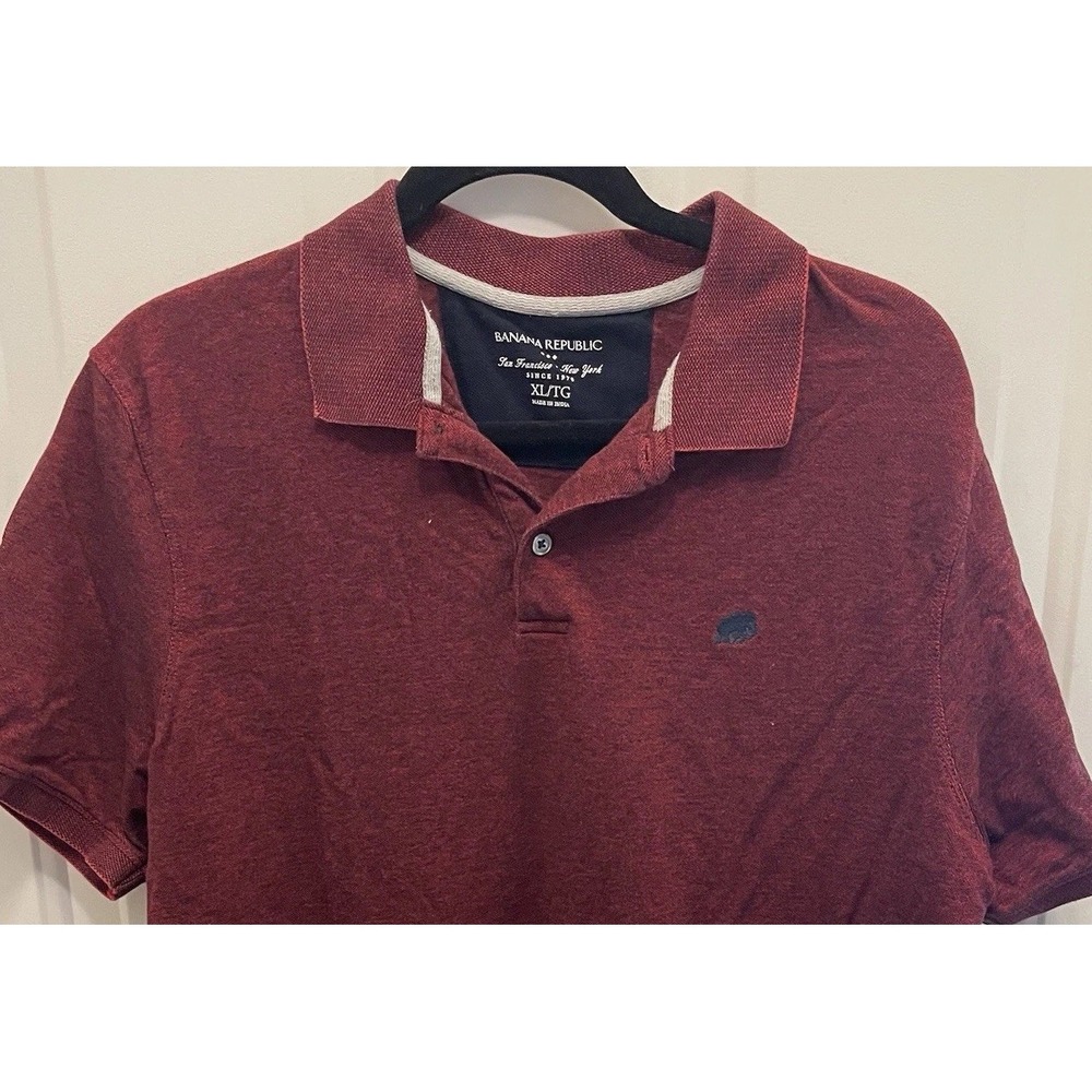 Banana Republic XL Men's Red‎ Currant Short Sleeve Polo Shirt Cotton Logo Preppy